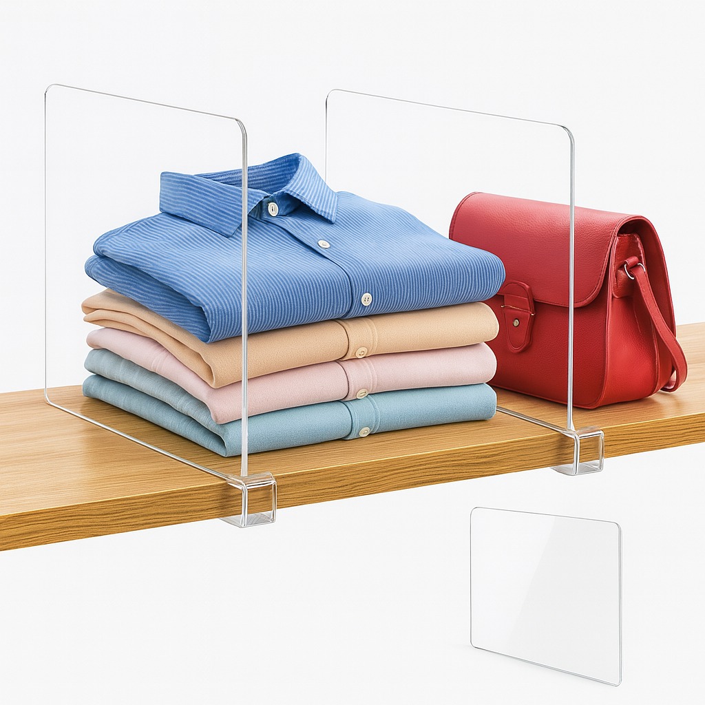 فواصل تنظيم شفافة – قطعتان | Acrylic Shelf Dividers – 2 PCS